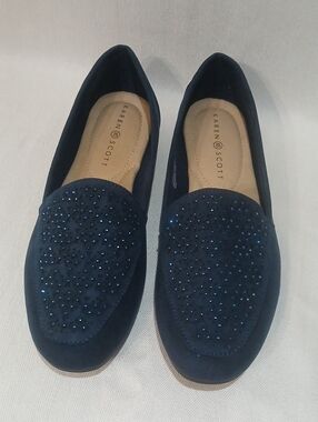 KAREN SCOTT Womens Navy Moreyaa Embellished Slip On Flats Shoes Size 10